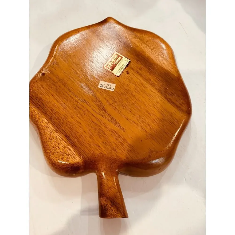 Vintage Kaimana Woods Monkeypod Leaf Divided Serving Tray MCM Philippines